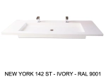 Plan vasque à encastrer, bassin double 142 cm, sur mesure, Largeur 150 à 200 cm x Profondeur 40 à 60 cm, résine minérale ACRYSTONE®, Finition lisse, Livraison Offerte et Rapide.